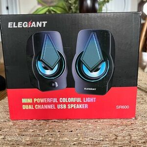 Elegiant SR600 Dual Channel USB Speaker - Black and Blue